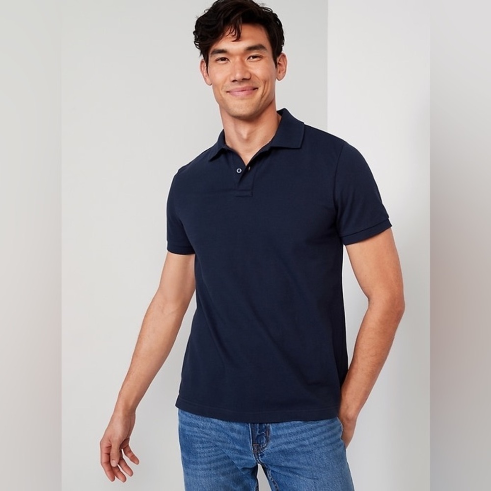 NWT Men's Old‎ Navy Moisture-Wicking Navy Blue Short Sleeve Polo Shirt Large